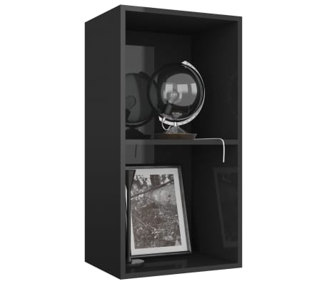 vidaXL Spintelė knygoms, 2 lentynos, juoda, 40x30x76,5cm, MDP, blizgi