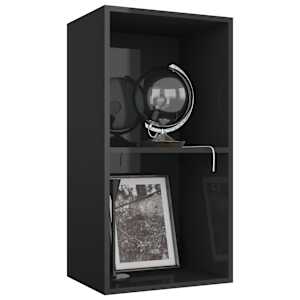 vidaXL Spintelė knygoms, 2 lentynos, juoda, 40x30x76,5cm, MDP, blizgi