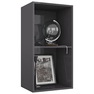 vidaXL Spintelė knygoms, 2 lentynos, pilka, 40x30x76,5cm, MDP, blizgi