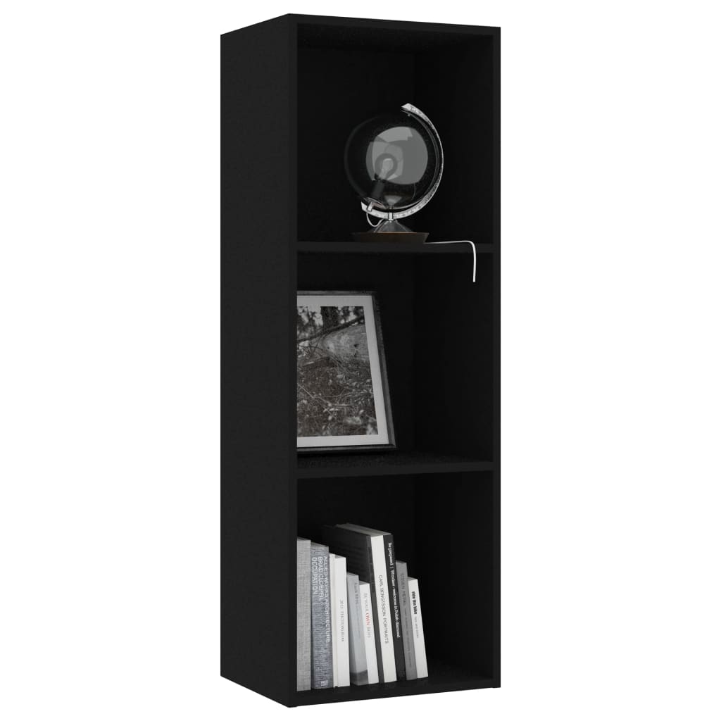 vidaXL 3-Tier Book Cabinet Black 15.7"x11.8"x44.9" Engineered Wood