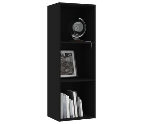 vidaXL 3-Tier Book Cabinet Black 15.7"x11.8"x44.9" Engineered Wood