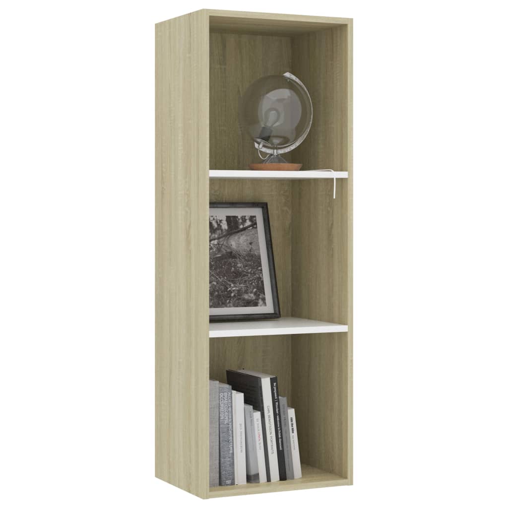 

vidaXL Boekenkast 3 schappen 40x30x114 cm spaanplaat wit sonoma eiken