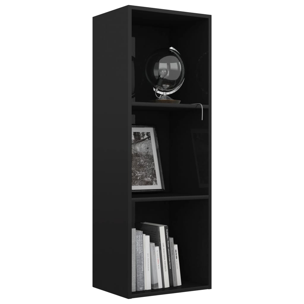 

vidaXL Boekenkast 3 schappen 40x30x114 cm spaanplaat hoogglans zwart