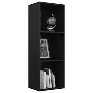 vidaXL Spintelė knygoms, 3 lentynos, juoda, 40x30x114cm, MDP, blizgi