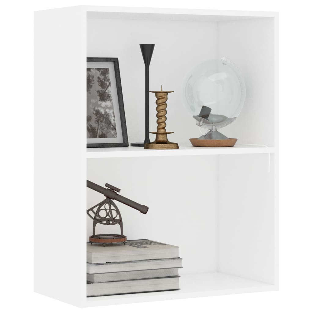 vidaXL 2-Tier Book Cabinet White 23.6"x11.8"x30.1" Engineered Wood