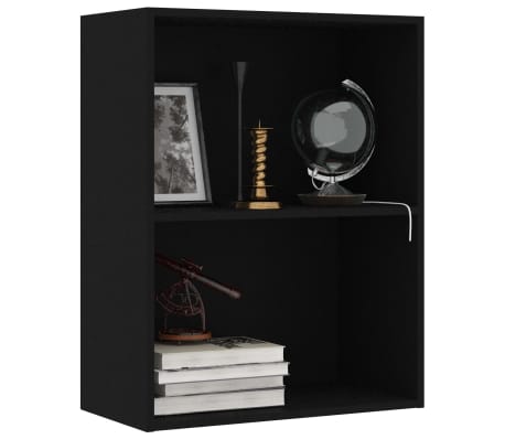 vidaXL 2-Tier Book Cabinet Black 23.6"x11.8"x30.1" Engineered Wood