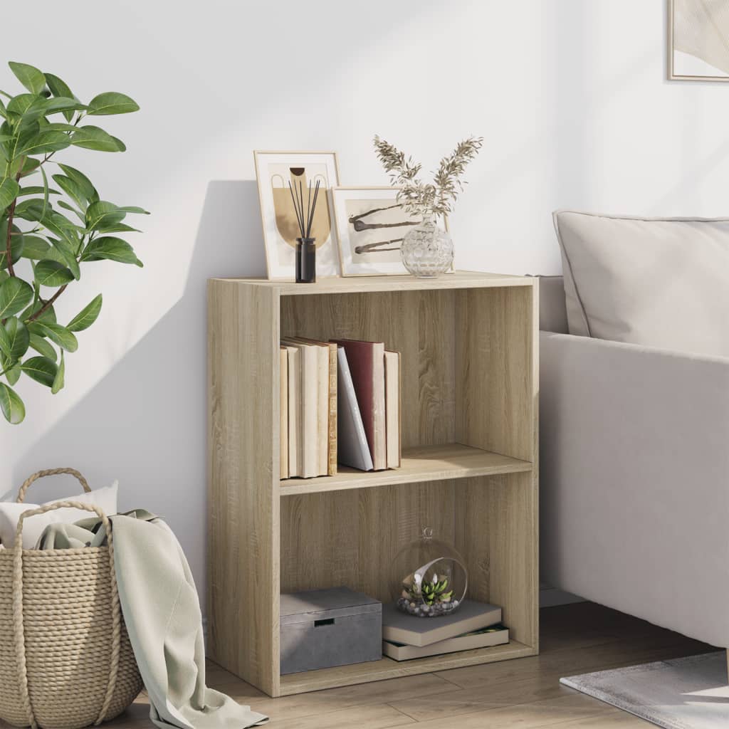 vidaXL Boekenkast 2 schappen 60x30x76,5 cm bewerkt hout sonoma eiken