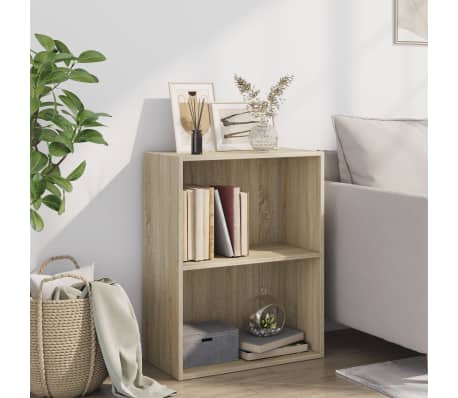 vidaXL 2-Tier Book Cabinet Sonoma Oak 23.6"x11.8"x30.1" Engineered Wood