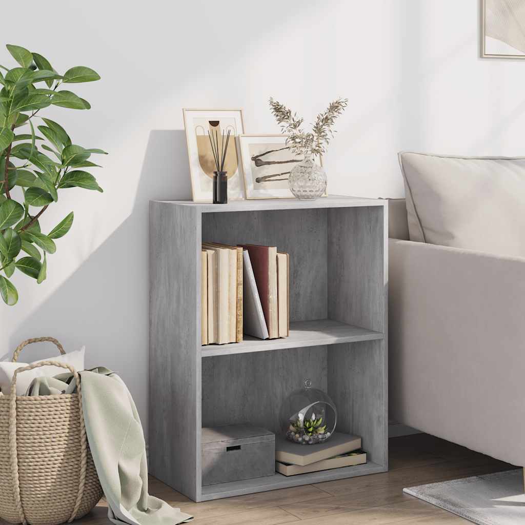 

vidaXL Boekenkast met 2 schappen 60x30x76,5 cm spaanplaat betongrijs