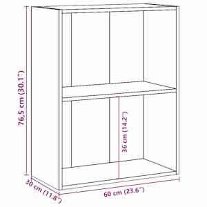 2patrová knihovna betonově šedá 60 x 30 x 76,5 cm dřevotříska - obrázek 10