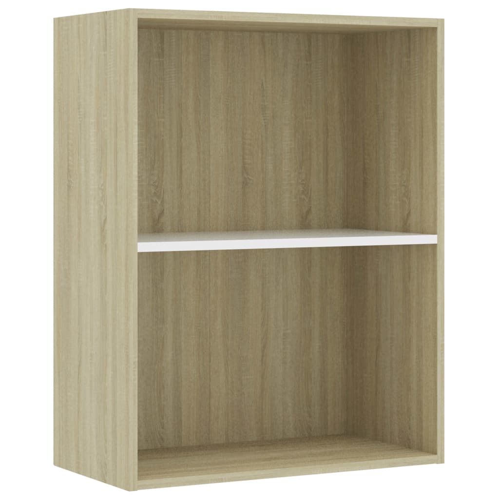

vidaXL 2-Tier Book Cabinet White and Sonoma Oak 23.6"x11.8"x30.1" Engineered Wood