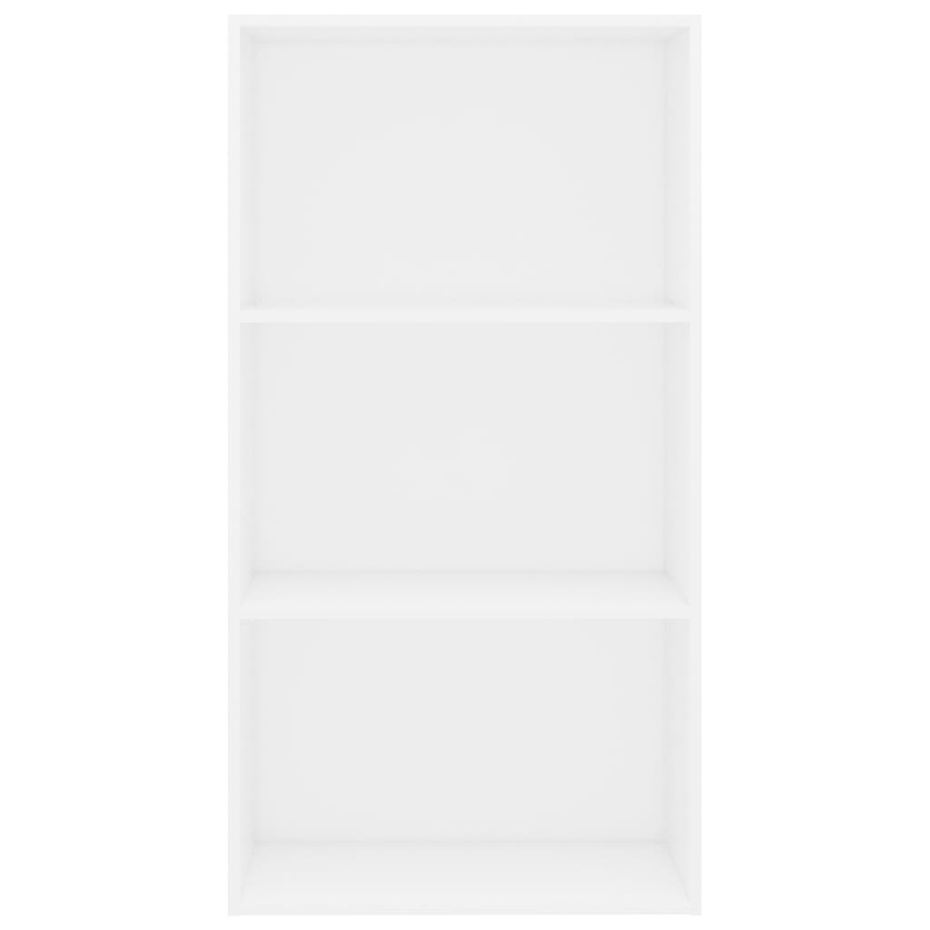 3-szintes fehér forgácslap könyvszekrény 60 x 30 x 114 cm 