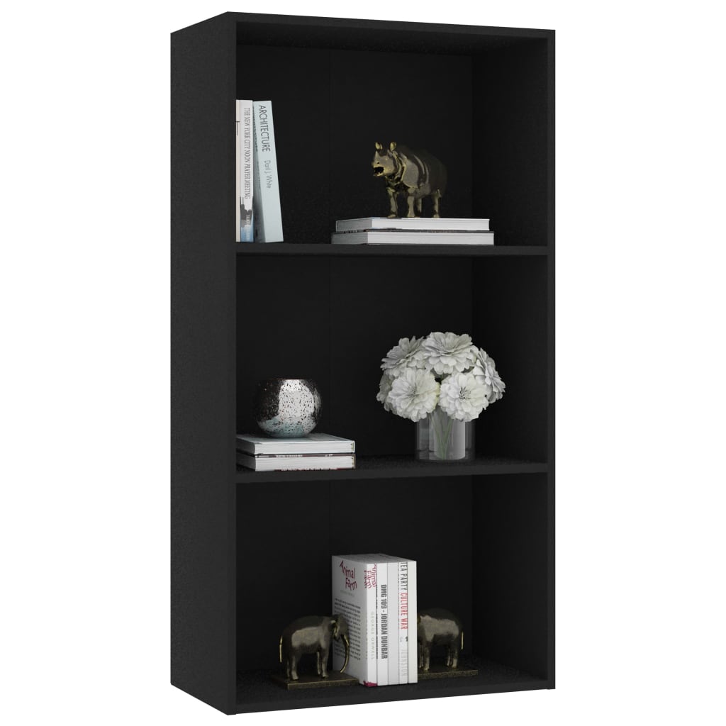 

vidaXL Boekenkast met 3 schappen 60x30x114 cm bewerkt hout zwart