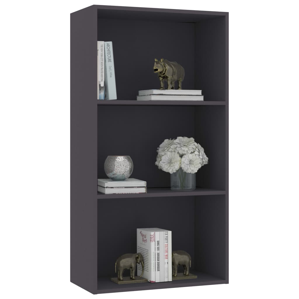 vidaXL Boekenkast met 3 schappen 60x30x114 cm bewerkt hout grijs afbeelding