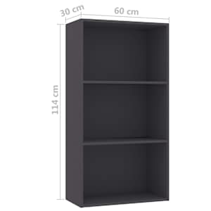 3patrová knihovna šedá 60 x 30 x 114 cm kompozitní dřevo - obrázek 6