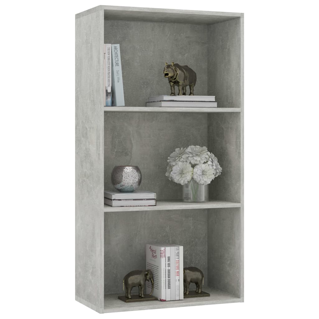 

vidaXL Boekenkast met 3 schappen 60x30x114 cm spaanplaat betongrijs