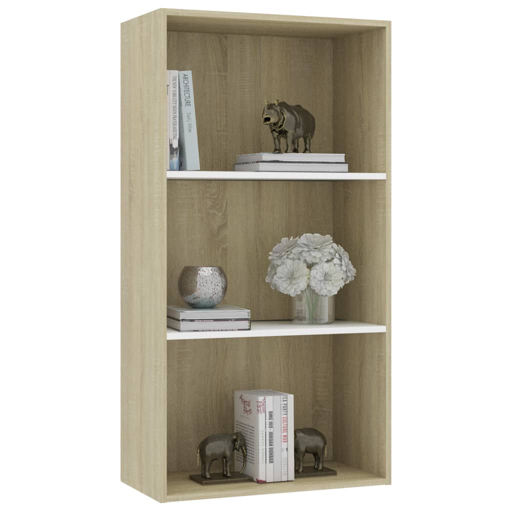 

vidaXL Boekenkast 3 schappen 60x30x114 cm spaanplaat wit sonoma eiken