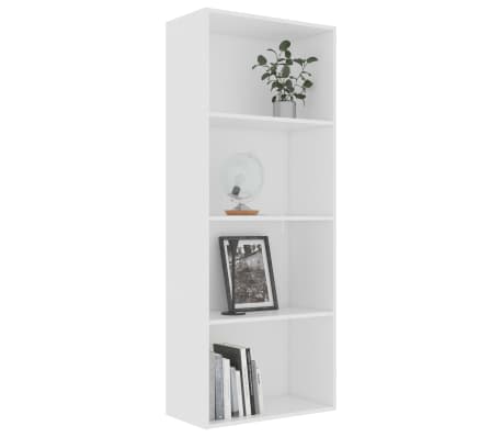 vidaXL 4-Tier Book Cabinet White 23.6"x11.8"x59.6" Engineered Wood