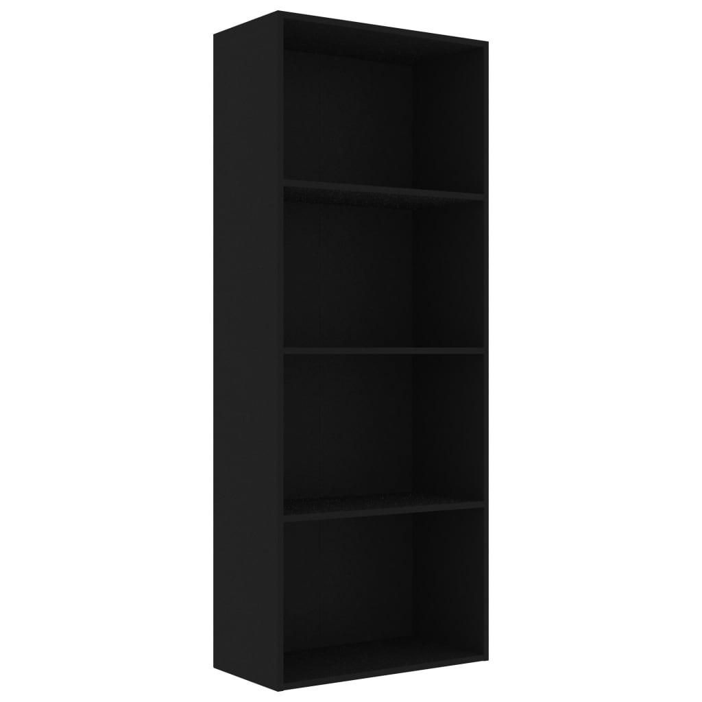 

vidaXL 4-Tier Book Cabinet Black 23.6"x11.8"x59.6" Engineered Wood