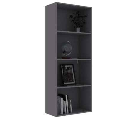 vidaXL 4-Tier Book Cabinet Grey 60x30x151.5 cm Engineered Wood