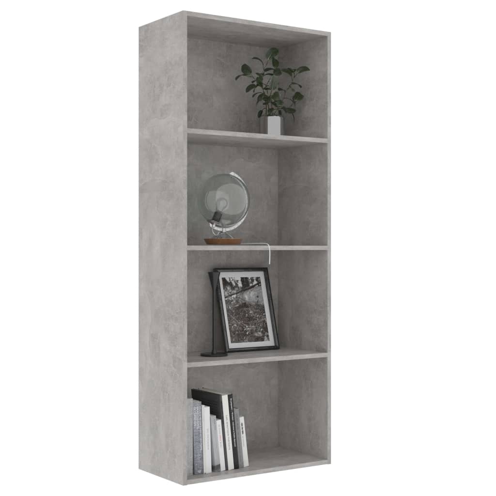 vidaXL 4-Tier Book Cabinet Concrete Grey 60x30x151.5 cm Engineered Wood