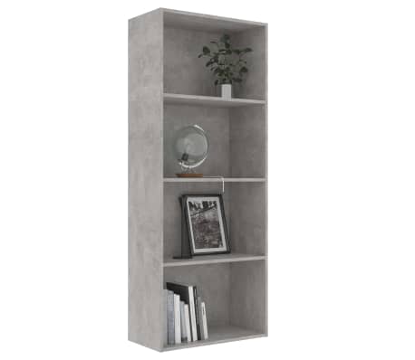 vidaXL 4-Tier Book Cabinet Concrete Grey 60x30x151.5 cm Engineered Wood