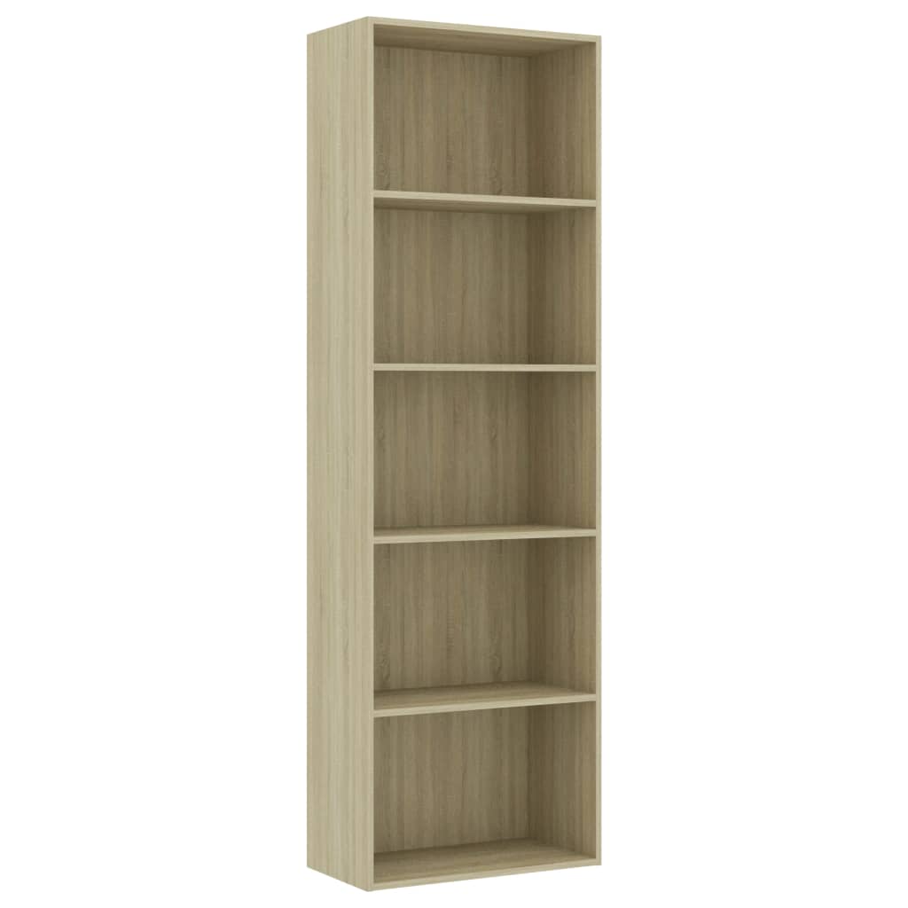 Image of vidaXL 5-Tier Book Cabinet Sonoma Oak 60x30x189 cm Engineered Wood