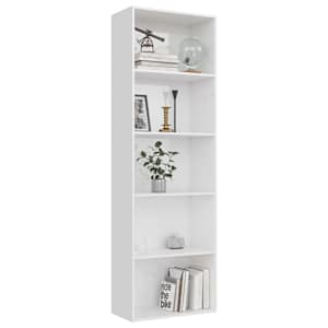 vidaXL Spintelė knygoms, 5 lentynos, balta, 60x30x189cm, MDP, blizgi