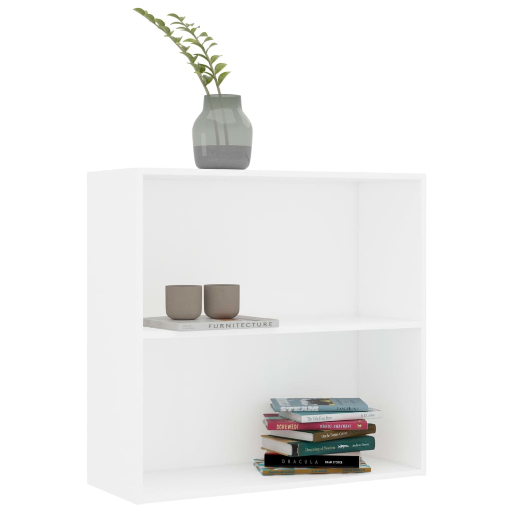 vidaXL 2-Tier Book Cabinet White 31.5"x11.8"x30.1" Engineered Wood