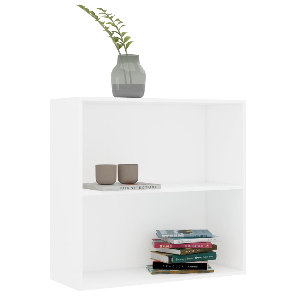 

vidaXL Boekenkast met 2 schappen 80x30x76,5 cm spaanplaat wit