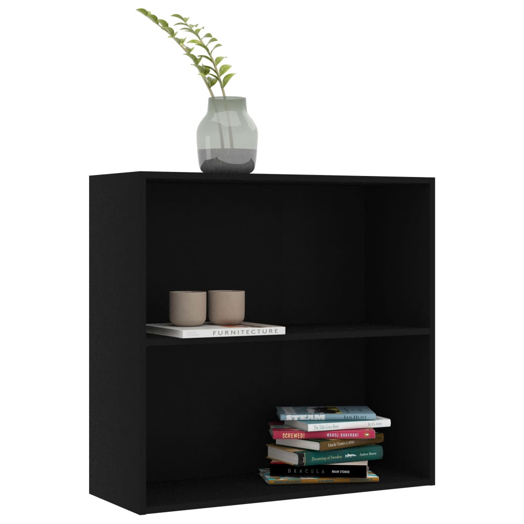 vidaXL 2-Tier Book Cabinet Black 31.5"x11.8"x30.1" Engineered Wood