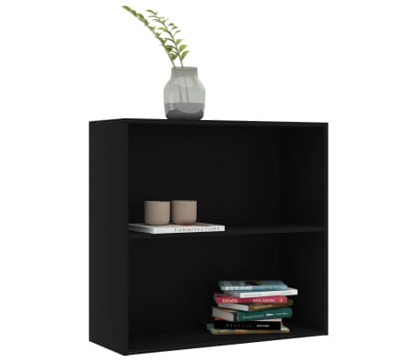 vidaXL 2-Tier Book Cabinet Black 31.5"x11.8"x30.1" Engineered Wood