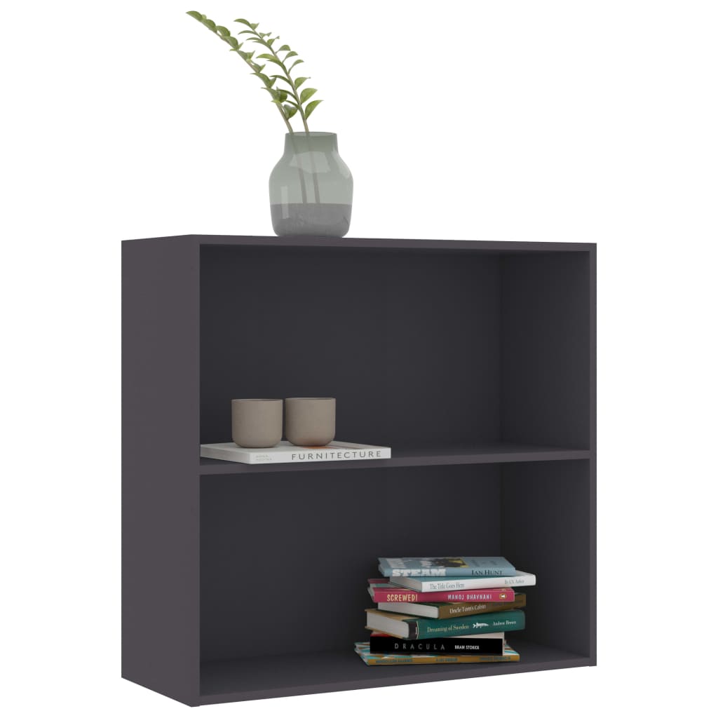 vidaXL 2-Tier Book Cabinet Gray 31.5"x11.8"x30.1" Engineered Wood