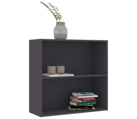 vidaXL 2-Tier Book Cabinet Gray 31.5"x11.8"x30.1" Engineered Wood