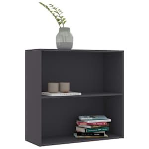 vidaXL Spintelė knygoms, 2 lentynos, pilkos spalvos, 80x30x76,5cm, MDP