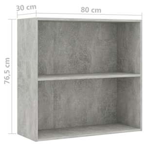 2patrová knihovna betonově šedá 80 x 30 x 76,5 cm dřevotříska - obrázek 6