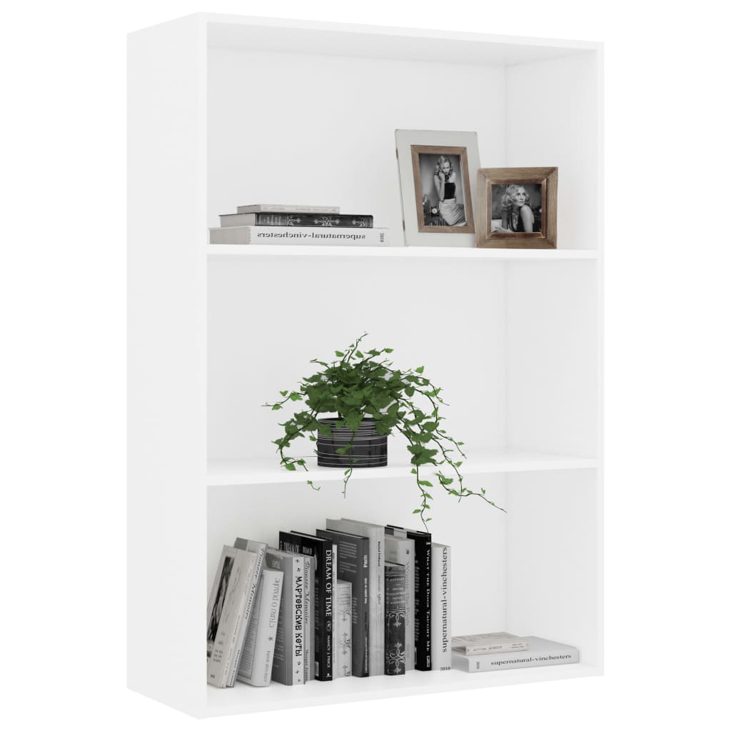 vidaXL 3-Tier Book Cabinet White 31.5"x11.8"x44.9" Engineered Wood