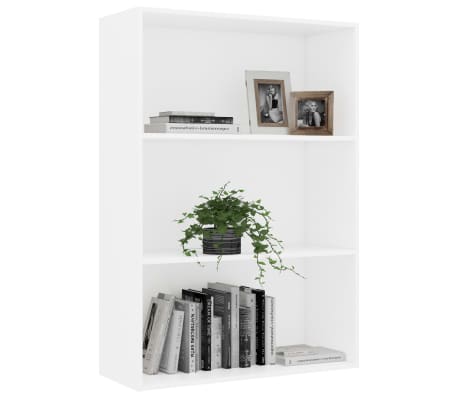 vidaXL 3-Tier Book Cabinet White 31.5"x11.8"x44.9" Engineered Wood