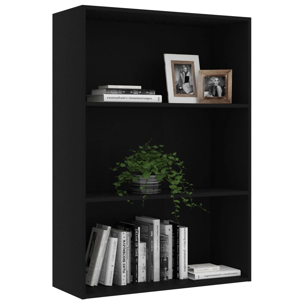 

vidaXL Boekenkast met 3 schappen 80x30x114 cm spaanplaat zwart