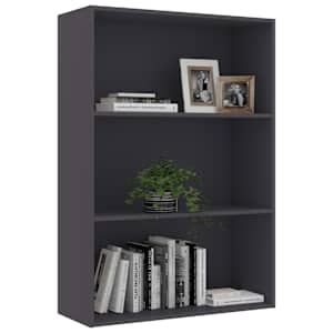 vidaXL Spintelė knygoms, 3 lentynos, pilkos spalvos, 80x30x114cm, MDP