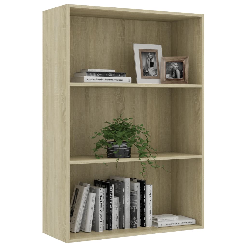 vidaXL Bibliotecă 3 rafturi stejar sonoma 80x30x114 cm, lemn prelucrat