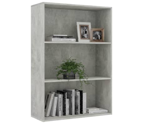 vidaXL Spintelė knygoms, 3 auk&scaron;tų, betono, 80x30x114cm, mediena