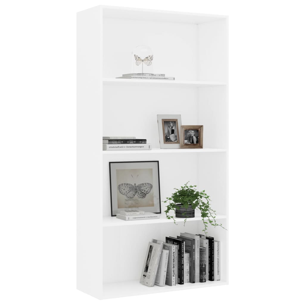 vidaXL 4-Tier Book Cabinet White 31.5"x11.8"x59.6" Engineered Wood