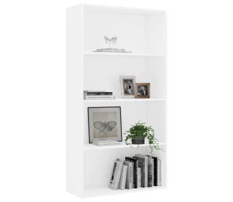 vidaXL 4-Tier Book Cabinet White 31.5"x11.8"x59.6" Engineered Wood