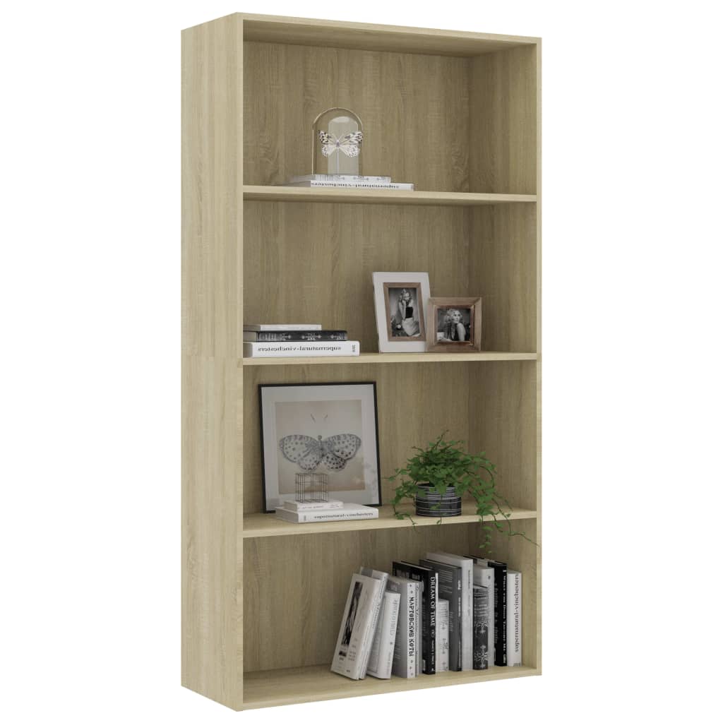 vidaXL 4-Tier Book Cabinet Sonoma Oak 80x30x1515 cm Engineered Wood
