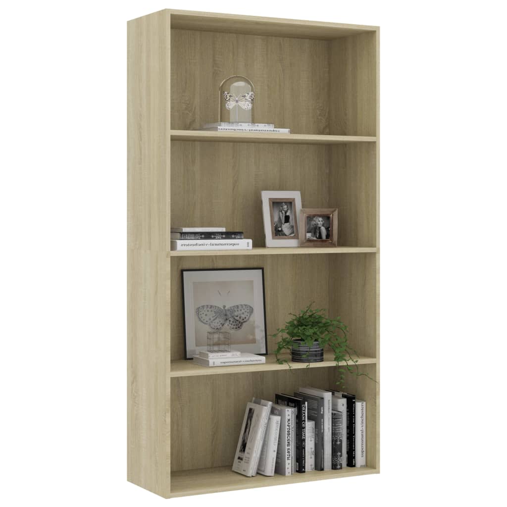 

vidaXL Boekenkast 4 schappen 80x30x151,5 cm spaanplaat sonoma eiken