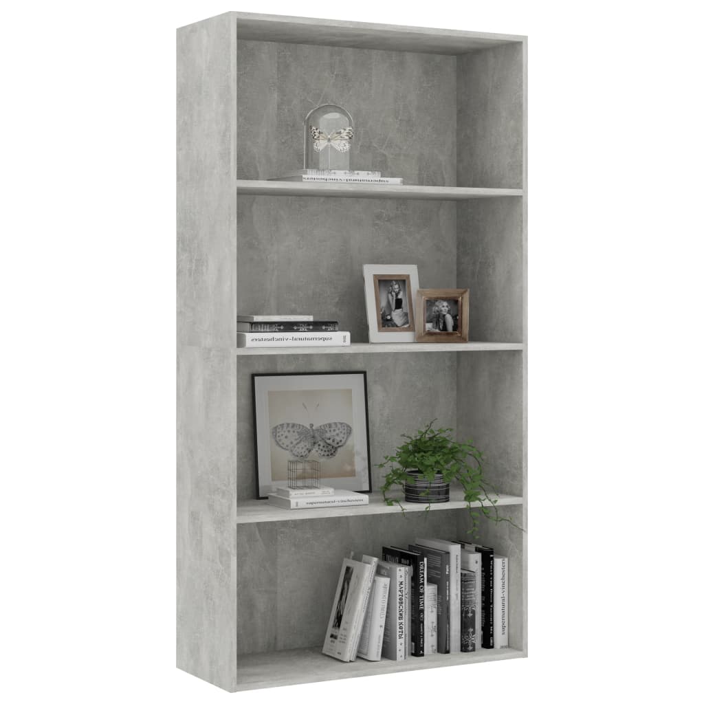 

vidaXL Boekenkast met 4 schappen 80x30x151,5 cm spaanplaat betongrijs