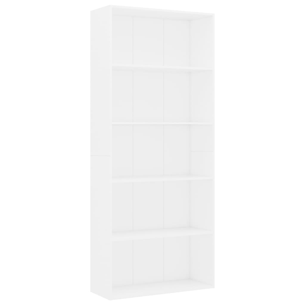 5 szintes fehér forgácslap könyvszekrény 80 x 30 x 189 cm 