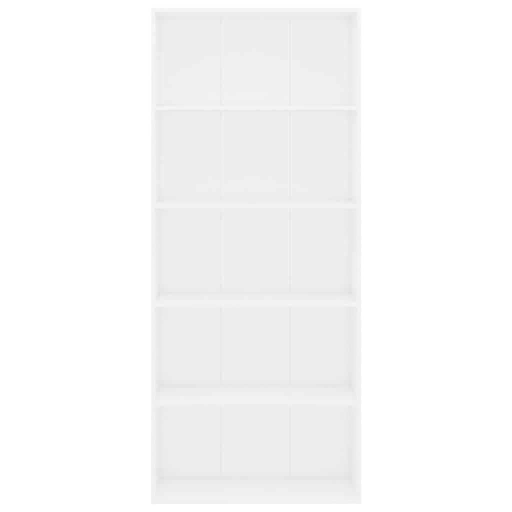 5 szintes fehér forgácslap könyvszekrény 80 x 30 x 189 cm 