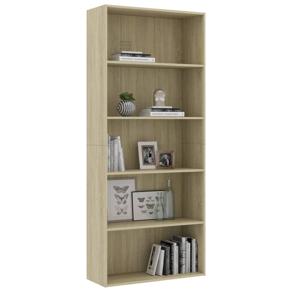 

vidaXL Boekenkast met 5 schappen 80x30x189 cm spaanplaat sonoma eiken